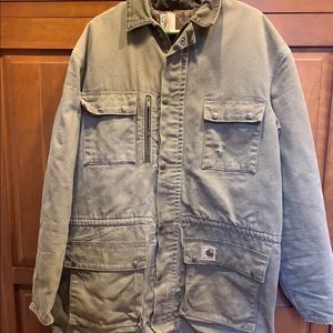 Vintage Carhartt Blanket Lined Chore Barn Coat Work Jacket Mens Tall. Distressed